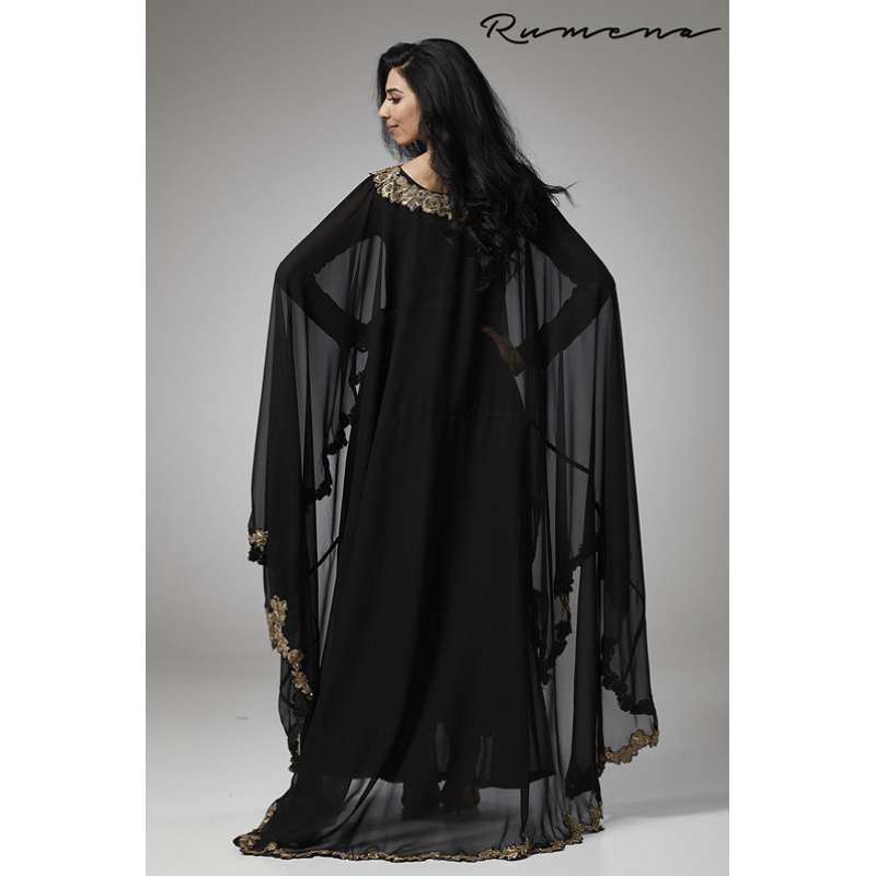 Black Cape Dress Flared Maxi Style Gown — free download